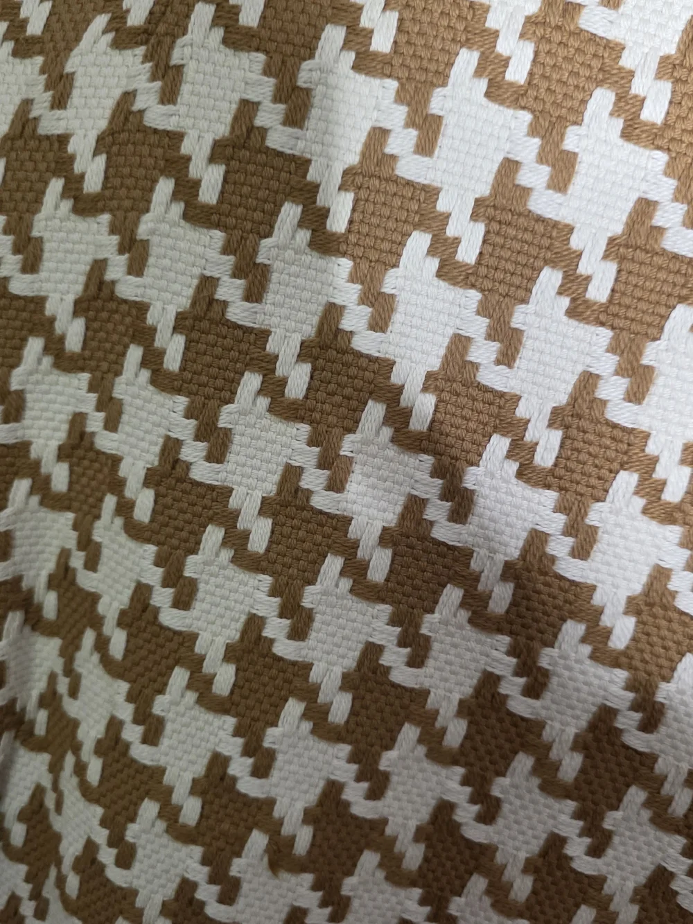 Michael Kors Beige and White Houndstooth Knit Top